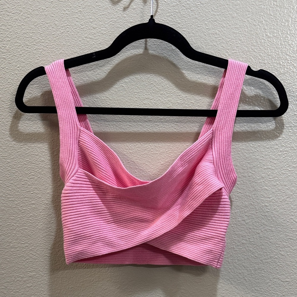 Mango Pink Ribbed Crop Top